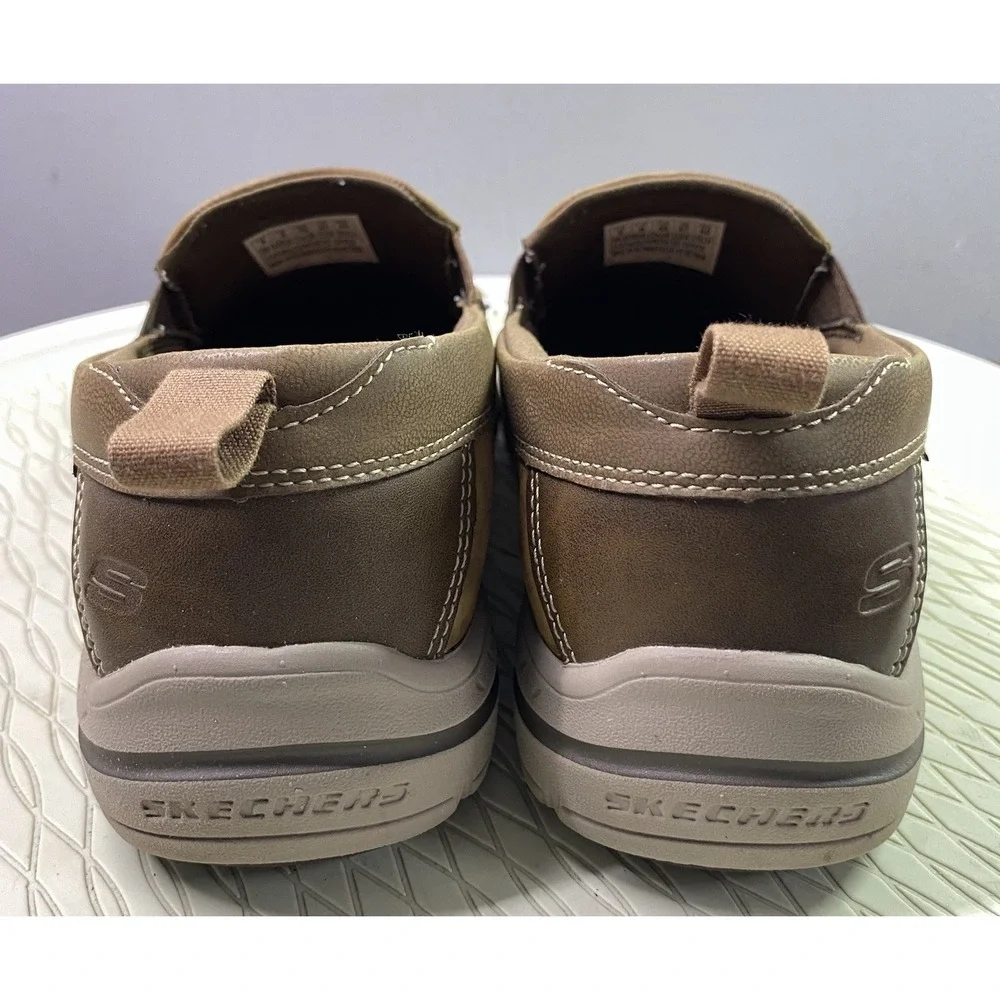 Skechers Men's Harper Forde Leather Loafers Comfort Slip On‎ Shoes Brown Sz. 9